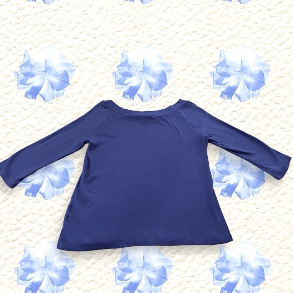 Women’s Jones of NY Signature Blue-Violet Boatneck Stretch Top. Size Large.
